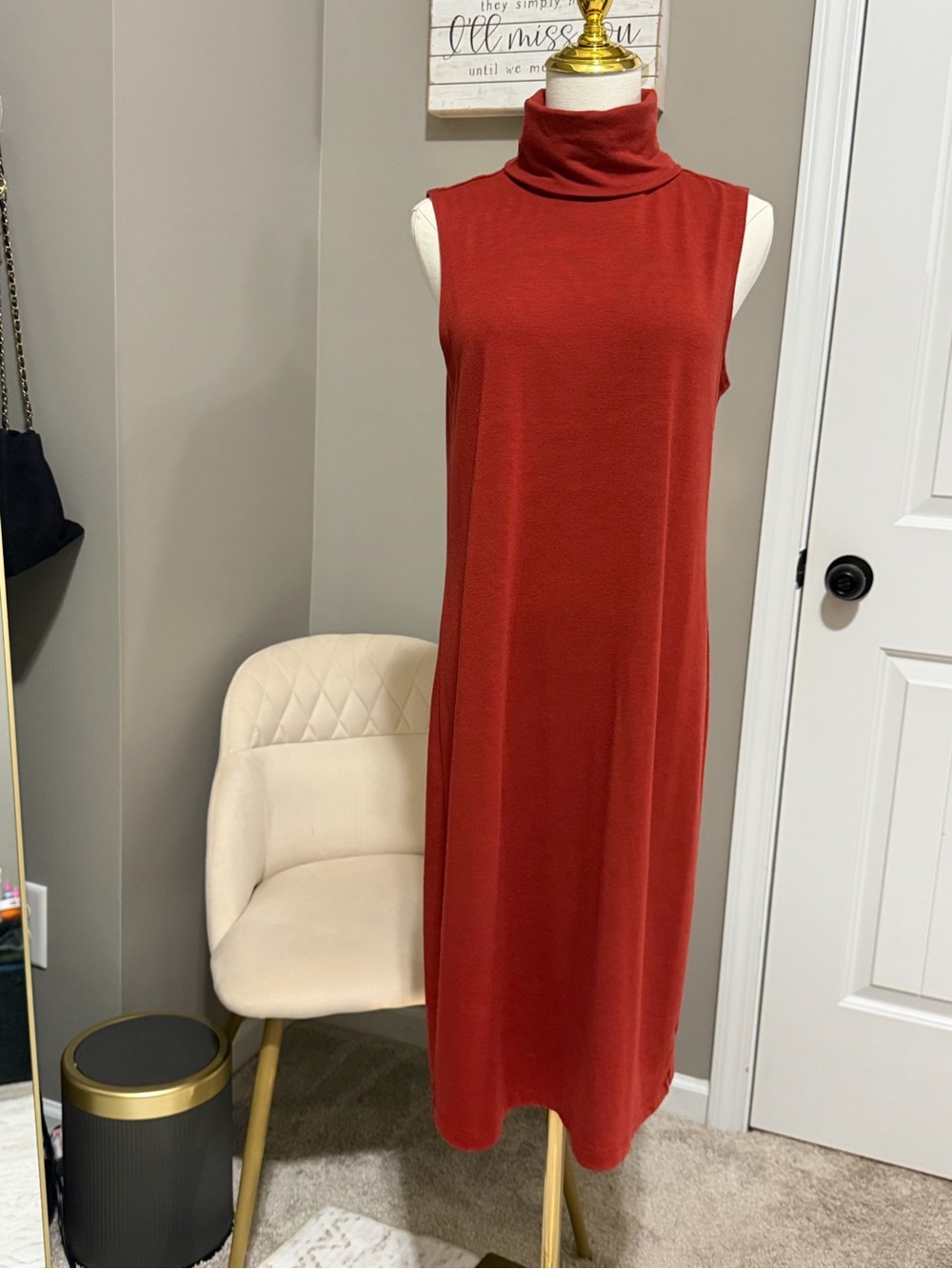 Old Navy Sleeveless Turtleneck Maxi Dress - Rust
